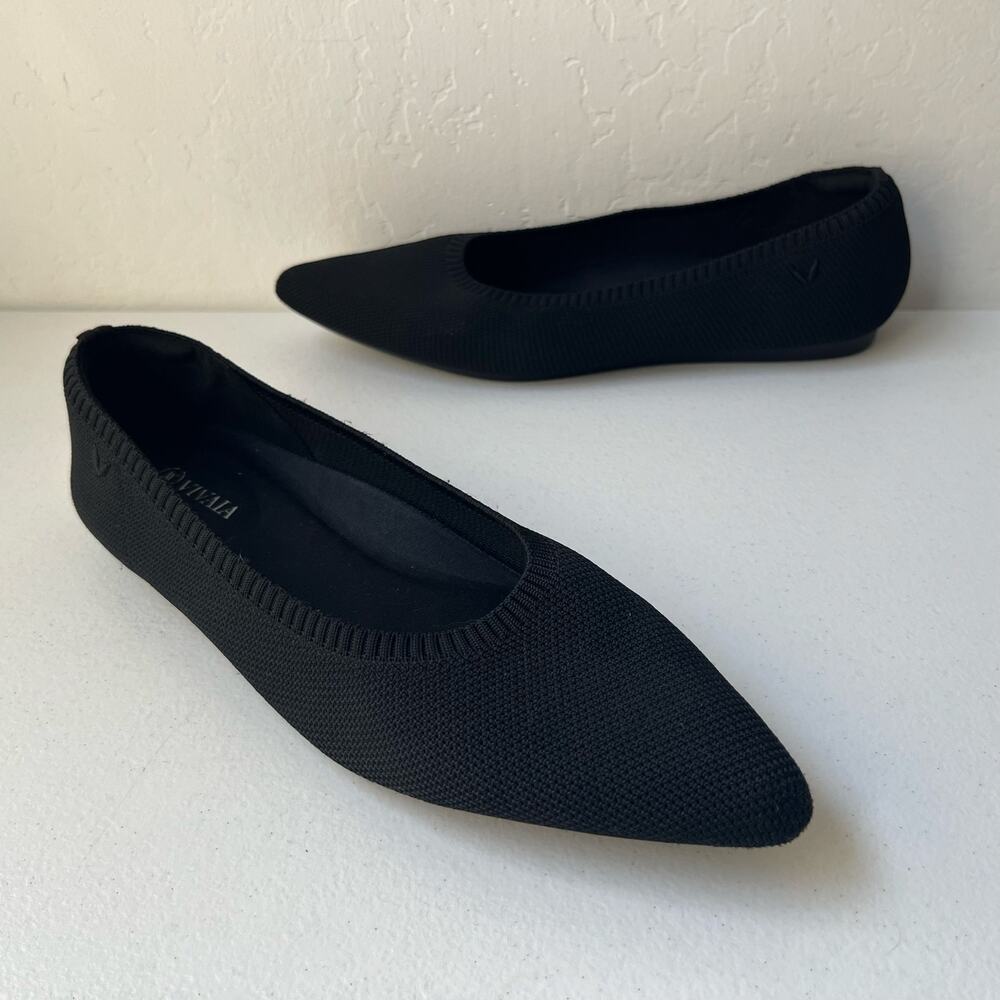 Vivaia Pointed Toe Knit Ballet Flats Minimalist Black Size EU 40.5 /US 9-9.5